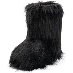 Women's Faux Fur Boot Furry Fluffy Round Toe Suede Snow Winter Women Boots Plush